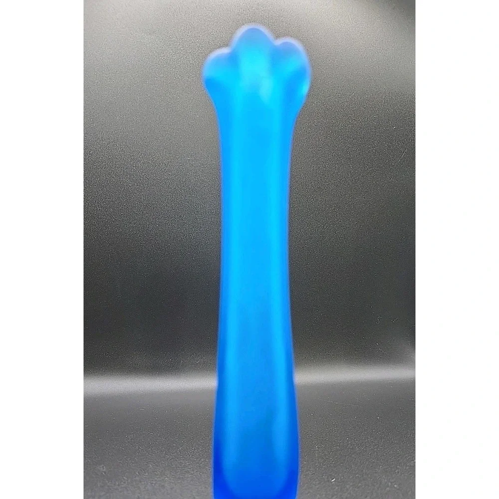 Vintage Westmoreland Blue Mist Swung Vase Satin Frosted Hexagon Base GUC - Picture 4 of 5